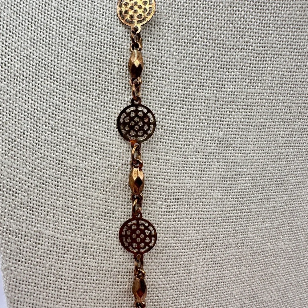 Vintage Y2K Filigree Disc Station Link Chain Necklace Women's Classic Jewelry